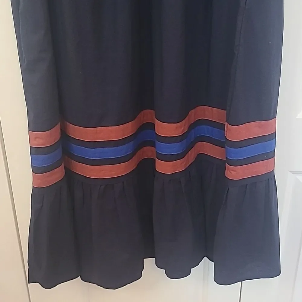 SUNDRY Tiered Midi Dress With Varsity Stripe In Blue Size 0 Or  XS - Picture 7 of 16